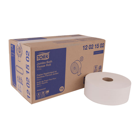 Essity Tork Advanced 100 Percent Recycled Fibre Paper 2-Ply Jumbo Bath Tissue Roll, 1600 Feet -- 6 per case