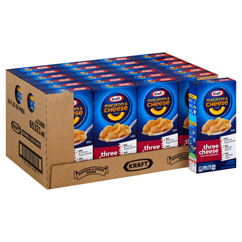 Kraft Dry Three Macaroni and Cheese Dinners Entree, 7.25 Ounce -- 24 per case.