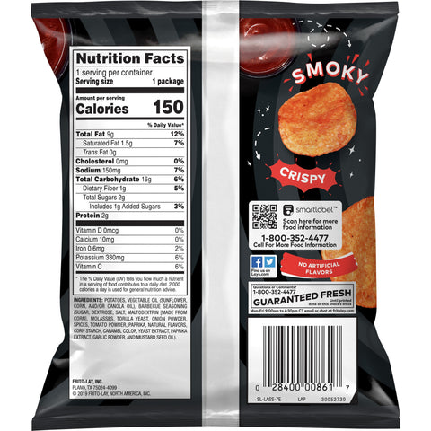 Lays BBQ Potato Chips Single Serve, 1 Ounce -- 104 per case.
