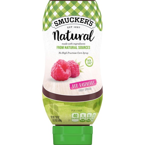 Smuckers Natural Red Raspberry Fruit Spread, 19 Ounce -- 12 per case.