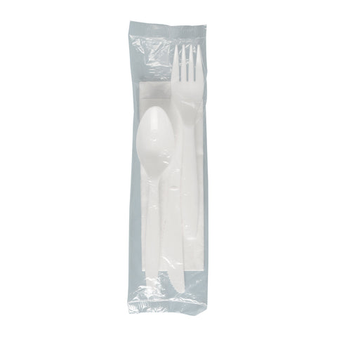 Solo® CUTLERY KIT MEDIUM WEIGHT WHITE K-F-S NAPKIN 9X13
