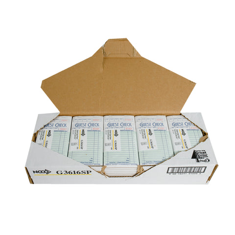 National Checking Rectangular Medium Paper Green 15 Lines One-Part Guest Check, 6.75 x 3.5 - 100 count per book -- 50 books per case