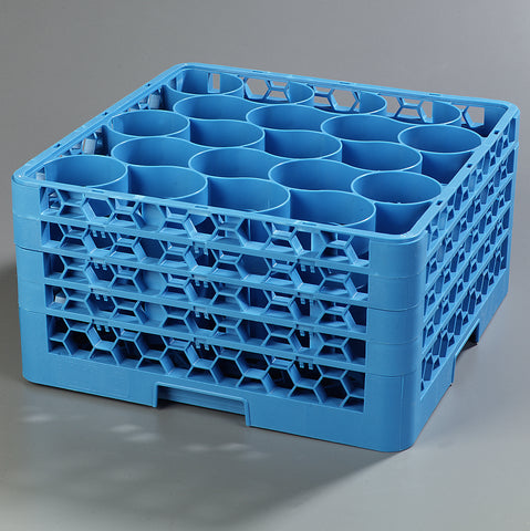 OptiClean™ RACK GLASS W/ FOUR EXTENDERS 20 COMPARTMENT CARLISLE BLUE