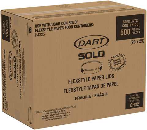 Dart Solo White Paper Tab Lid for 32 Ounce Food Container, 4.6 inch Dia -- 500 per case