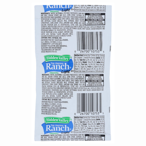 Dressing Ranch Light Original Single Serve Packet