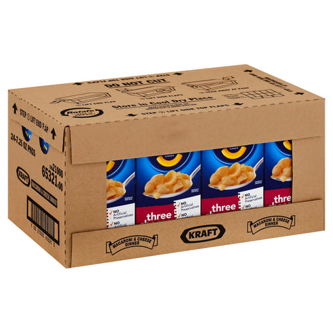 Kraft Dry Three Macaroni and Cheese Dinners Entree, 7.25 Ounce -- 24 per case.