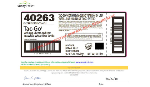 Sunny Fresh™ BREAKFAST TAC-GO ® WITH EGG CHEESE AND HAM FZ IW 110006416