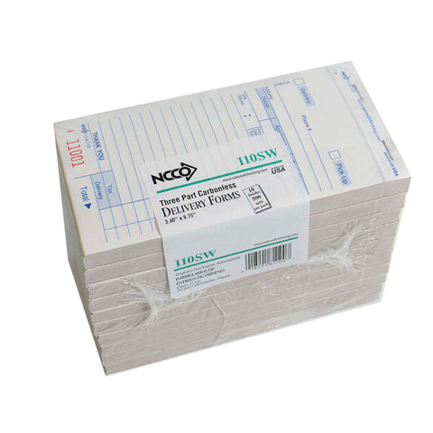 Delivery Form - No Carbon. 3Part, White, 14 Line, 50 Sets Per Book -- 2500 Per Case.