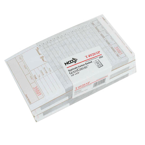 National Checking Company Carbon Backed Guest Check Board - 2 Part Tan, 15 Line, 4.20 x 8.25 inch -- 2000 per case.