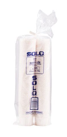 Solo White Cylindrical Wax Treated Paper Souffle Cup, 3.25 Ounce Capacity -- 5000 per case