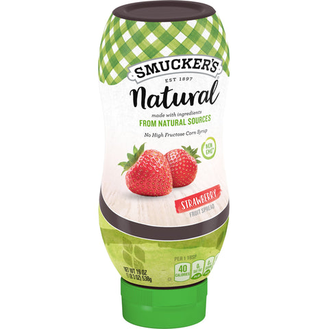 Smuckers Natural Strawberry Fruit Spread, 19 Ounce Bottle Squeeze -- 12 per case