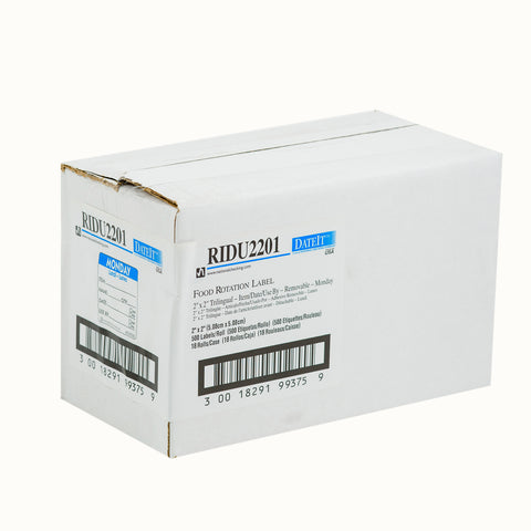 DateIt™ LABEL TRILINGUAL ITEM/DATE/USE BY REMOVABLE BLUE MONDAY 2X2
