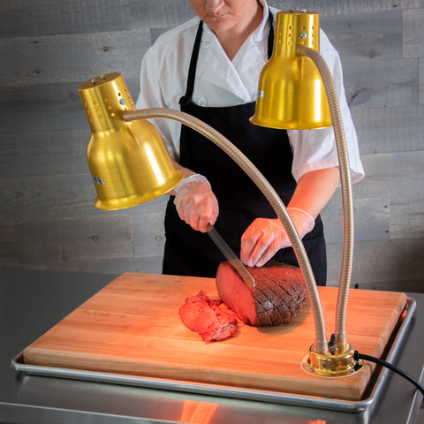 Carlisle LAMP HEAT FLEXIGLOW™ DUAL ARM W/ BOARD & PAN GOLD 24
