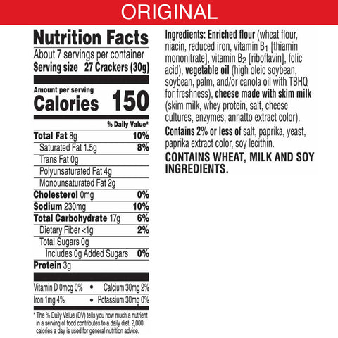 Cheez It Original Cracker, 7 Ounce -- 12 per case