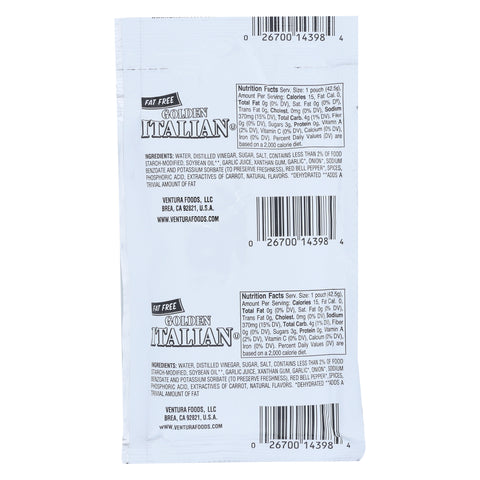Classic Gourmet Fat Free Italian Golden Dressing, 1.5 Ounce Pouch -- 60 per case.