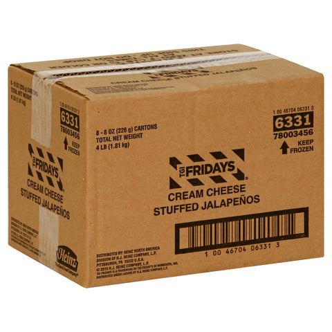 T G I Fridays Popper Cream Cheese Stuffed Jalapeno, 8 Ounce -- 8 per case.