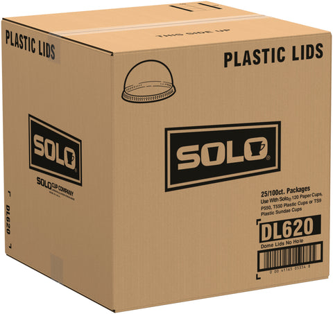Solo PET No Hole Clear Dome Lid -- 100 per case