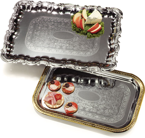 Tray Serving Celebration™ Rectangular W/ Gold Border 18.25 X 12-3/8