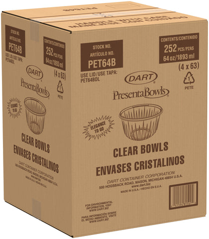PresentaBowls® BOWL PLASTIC CLEAR 64 OZ