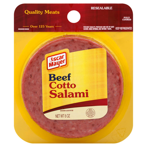 Kraft Oscar Mayer Compote Beef Cotto Salami, 8 Ounce -- 12 per case.