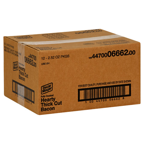 Oscar Mayer Hearty Thick Cut Fully Cooked Bacon, 2.52 Ounce -- 12 per case.