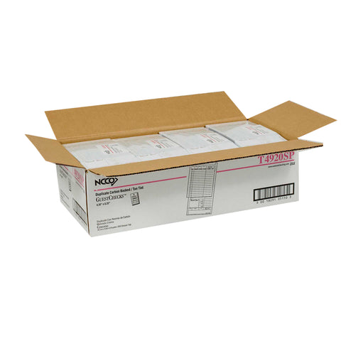 National Checking Company Carbon Backed Guest Check Board - 2 Part Tan, 15 Line, 4.20 x 8.25 inch -- 2000 per case.