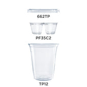 Cup Grab & Go Kit Combo W/ Two Compartment Insert Clear 12 Oz