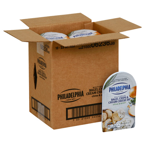 Philadelphia Chive Onion Bagel Chips and Cream Cheese Dip, 2.5 Ounce -- 10 per case.