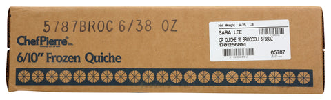 Sara Lee Chef Pierre Unbaked Broccoli Quiche, 10 inch -- 6 per case.