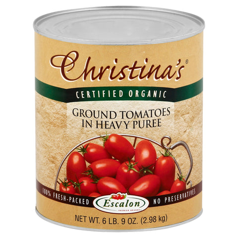 Christinas Certified Organic Ground Tomatoes in Extra Heavy Puree, 105 Ounce -- 6 per case.