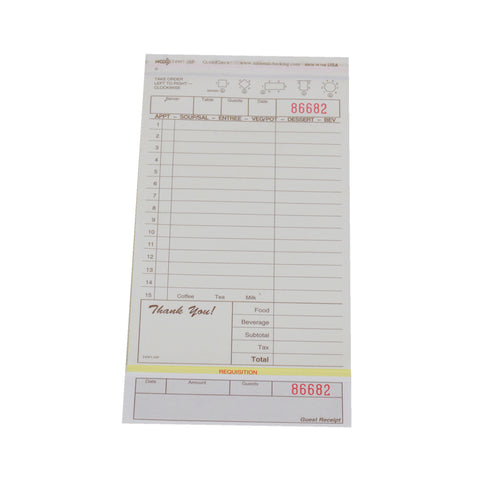 National Checking Company Carbonless Guest Check Board - 3 Part Tan, 15 Line, 4.20 x 8.5 inch -- 2000 per case.