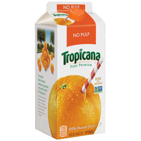 Tropicana Pure Premium Juicy Rewards No Pulp Original Orange Juice, 59 Fluid Ounce -- 8 per case.