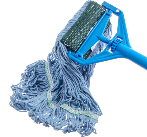 Flo-Pac® MOP WET MEDIUM LOOPED-END W/ GREEN BAND BLUE