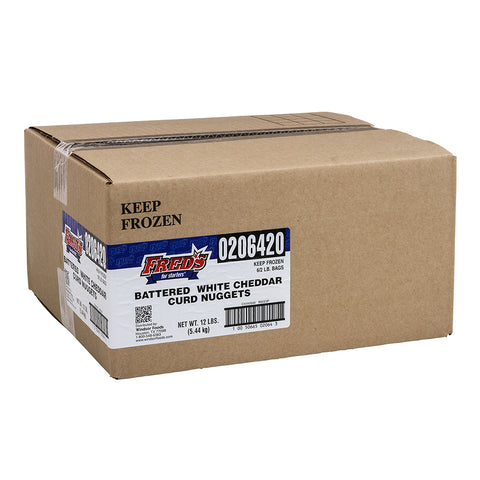Freds Batterd White Cheddar Curd, 2 Pound -- 6 per case.