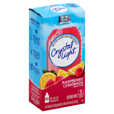 Crystal Light On The Go Raspberry Lemonade Powdered Soft Drink Mix, 0.08 Ounce - 10 per pack -- 12 packs per case.