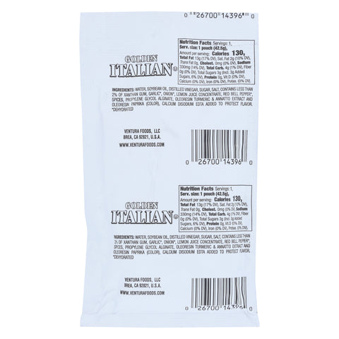 Classic Gourmet Fat Free Italian Gold Peach Dressing, 1.5 Ounce Pouch -- 60 per case.