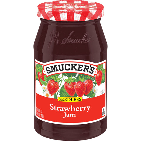 Smuckers Seedless Strawberry Jam, 18 Ounce -- 12 per case.