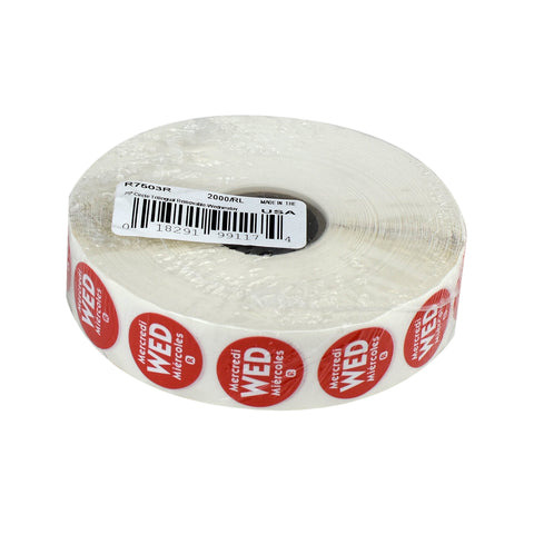 Label Wednesday Trilingual Removable Red 3/4