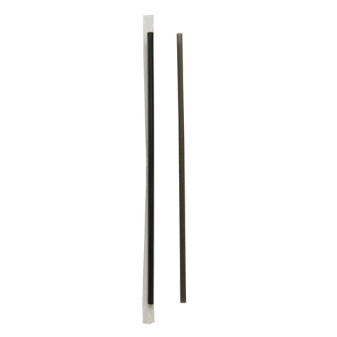 Solo® STRAW WRAPPED JUMBO BLACK PLASTIC 10.25