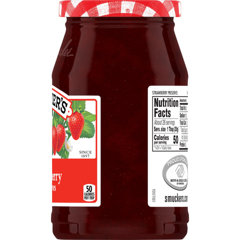 Smuckers Strawberry Preserves, 18 Ounce -- 12 per case.