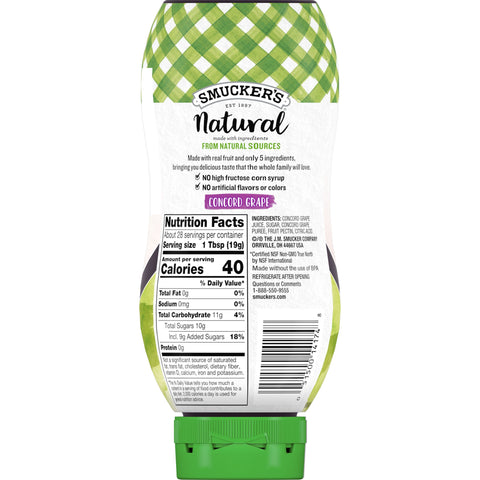Smuckers Natural Concord Grape Fruit Spread, 19 Ounce Squeeze Bottle -- 12 per case