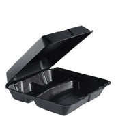 Dart LARGE, 3 COMPARTMENT W/REMOVABLE LID BLACK FOAM HINGED LID CONTAINER