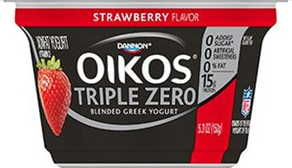 Oikos Triple Zero Strawberry Greek Yogurt, 5.3 Ounce -- 12 per case.
