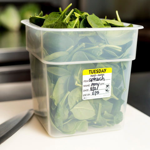 Label Trilingual Item/date/use By Removable Yellow Tuesday 2x2