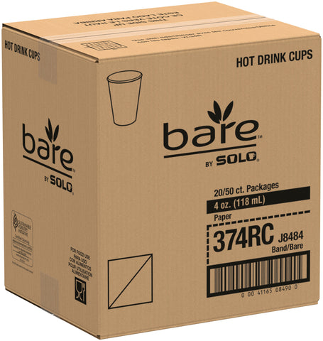 Bare® by Solo® CUP PAPER HOT SINGLE POLY 4 OZ