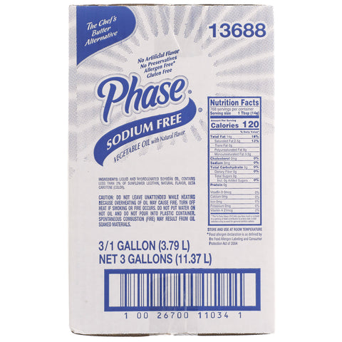 Phase No Sodium Liquid Oil, 1 Gallon -- 3 Per Case