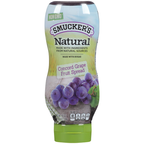 Smuckers Natural Concord Grape Fruit Spread, 19 Ounce Squeeze Bottle -- 12 per case