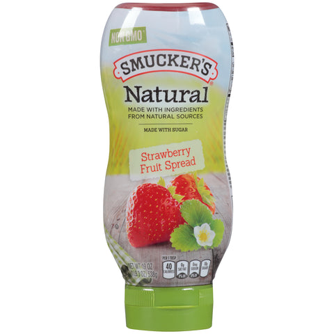 Smuckers Natural Strawberry Fruit Spread, 19 Ounce Bottle Squeeze -- 12 per case