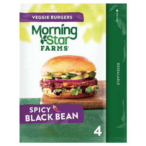 Morningstar Farms Spicy Black Bean Veggie Burgers, 9.5 Ounce -- 8 per case.