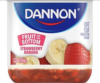 Yogurt Strawberry Banana Fruit On The Bottom